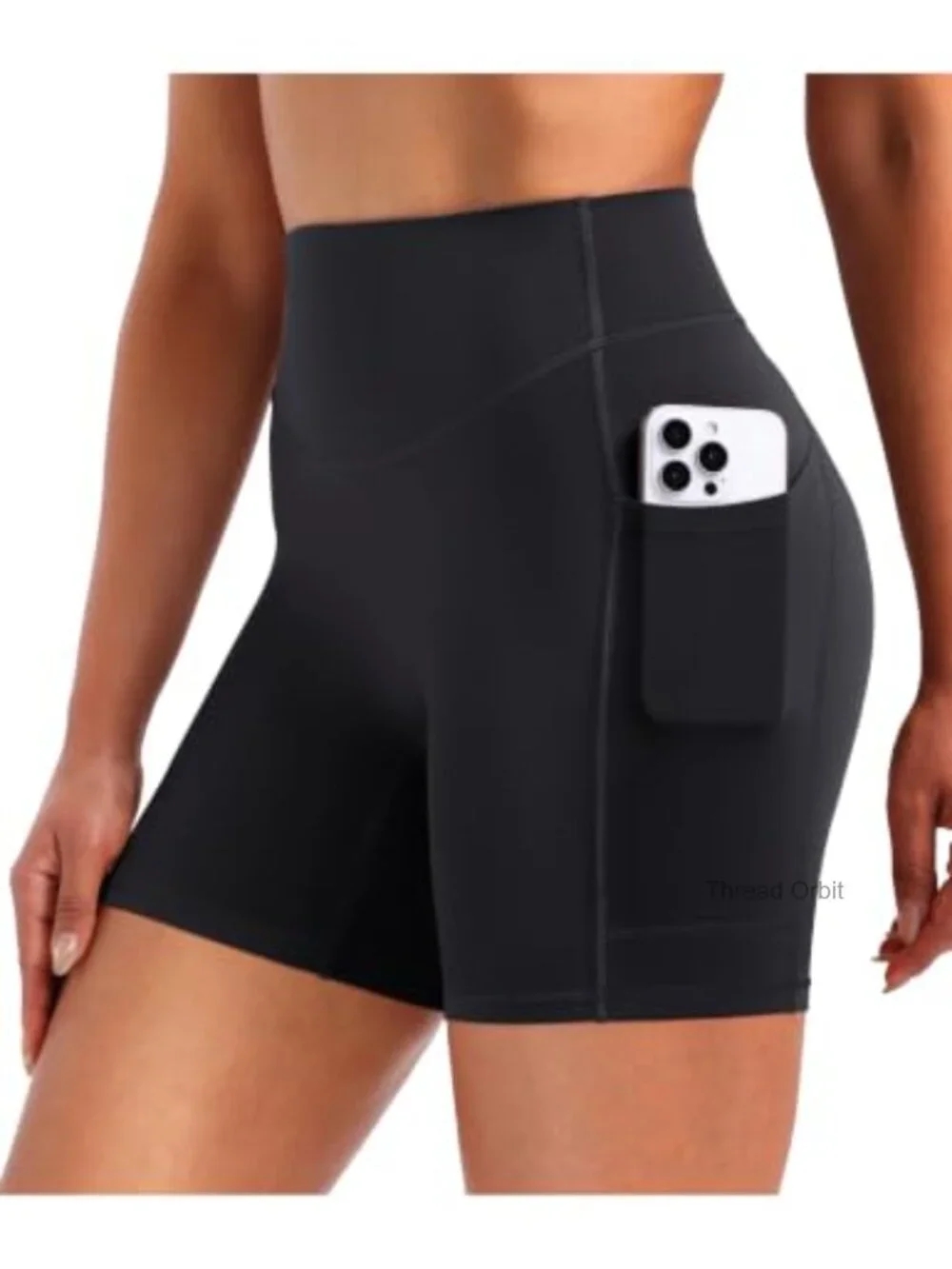 Women's Biker Shorts with Pockets No Front Seam High Waist Lightweight Stretchy